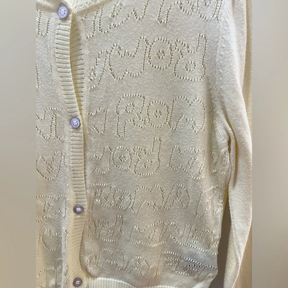 Fendi Junior Girls Yellow Cotton Cardigan Fendi Motif Made in Italy Size 8A - Picture 4 of 11